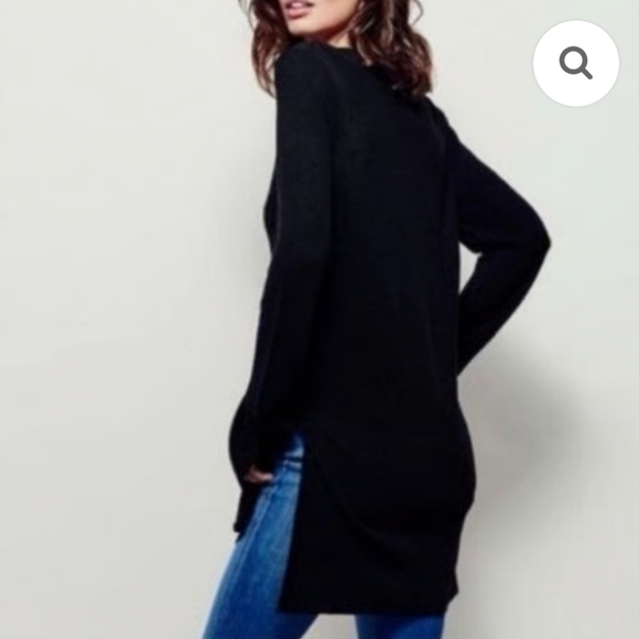 Free People Crisscross Black Tunic Top Long Flare Sleeve Womens Medium - Picture 3 of 15